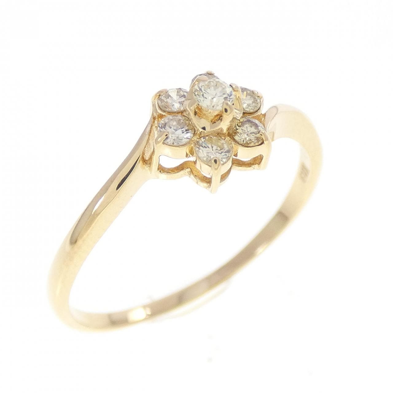 K18YG フラワー ダイヤモンド リング 0.20CT