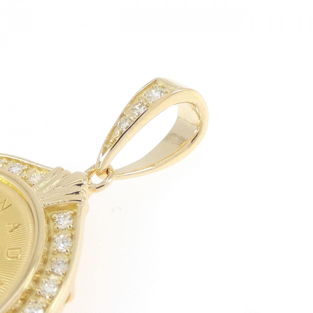 K18YG(枠) ダイヤモンド コイン ペンダント 0.25CT