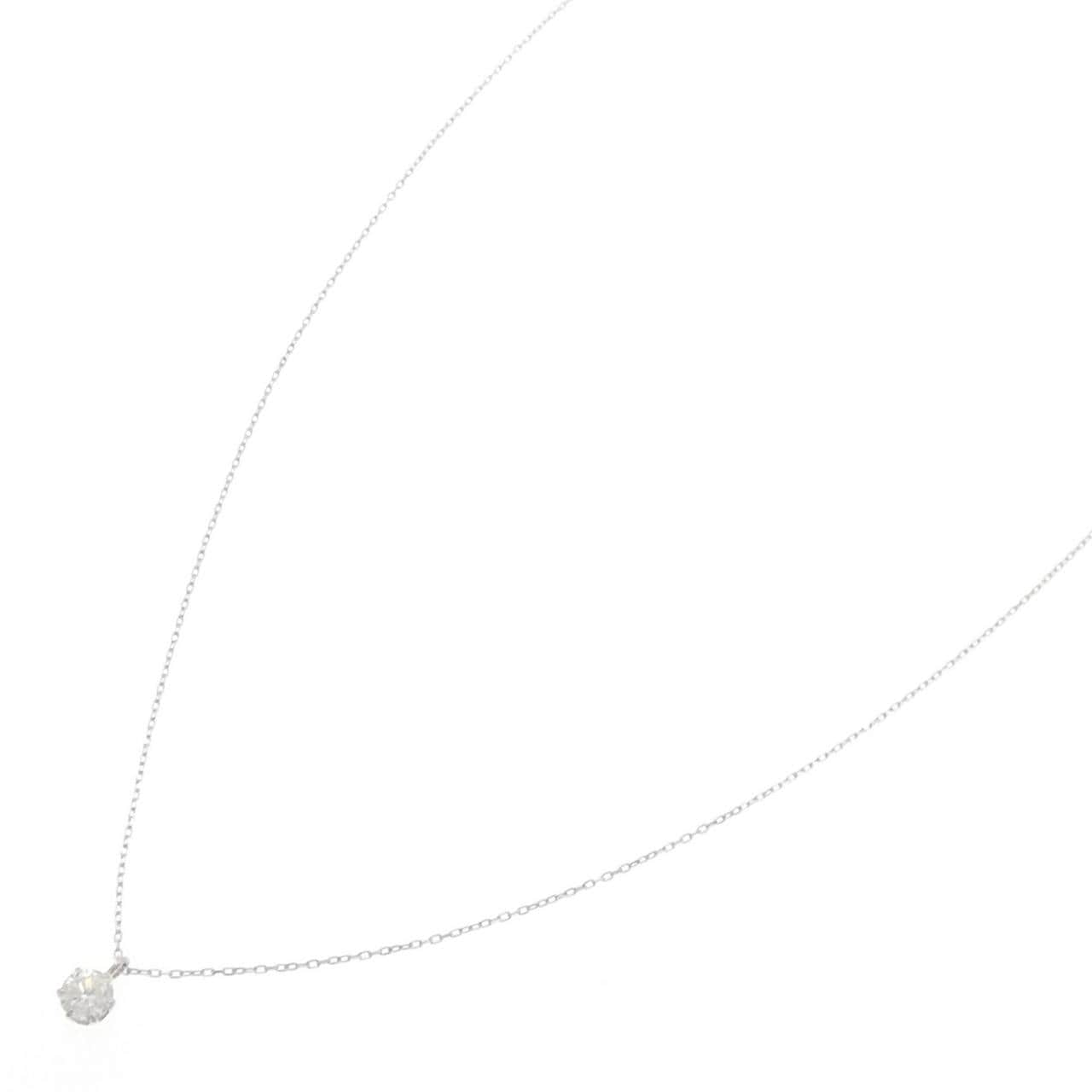 PT900/K18WG ソリティア ダイヤモンド ネックレス 0.224CT