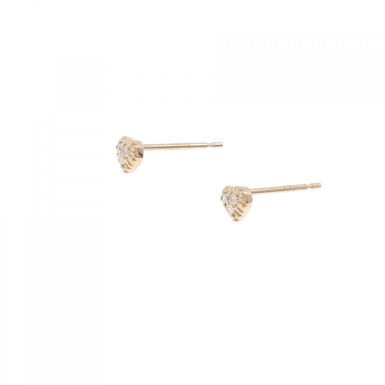 K18PG Heart Diamond Earrings 0.04CT