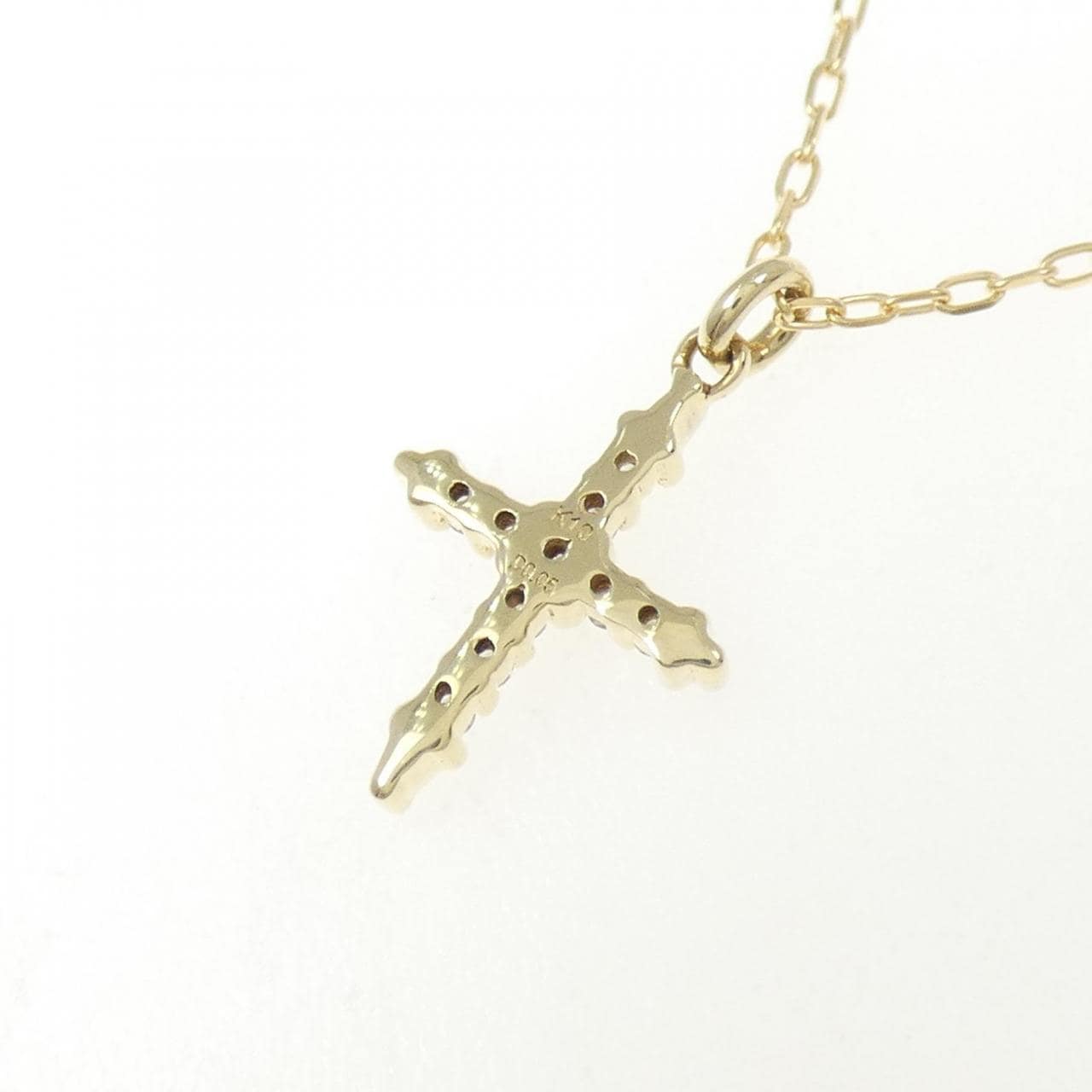 K10YG/K18YG クロス ダイヤモンド ネックレス 0.05CT