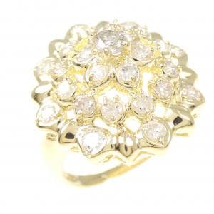 K18YG フラワー ダイヤモンド リング 1.50CT