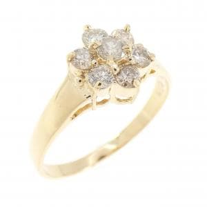 K18YG フラワー ダイヤモンド リング 0.50CT