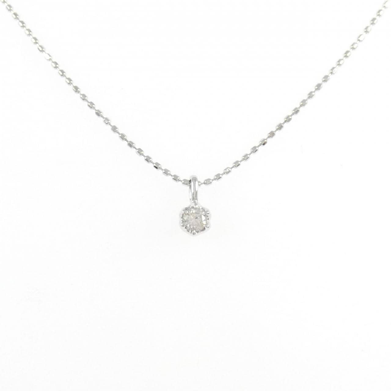 K18WG ソリティア ダイヤモンド ネックレス 0.07CT