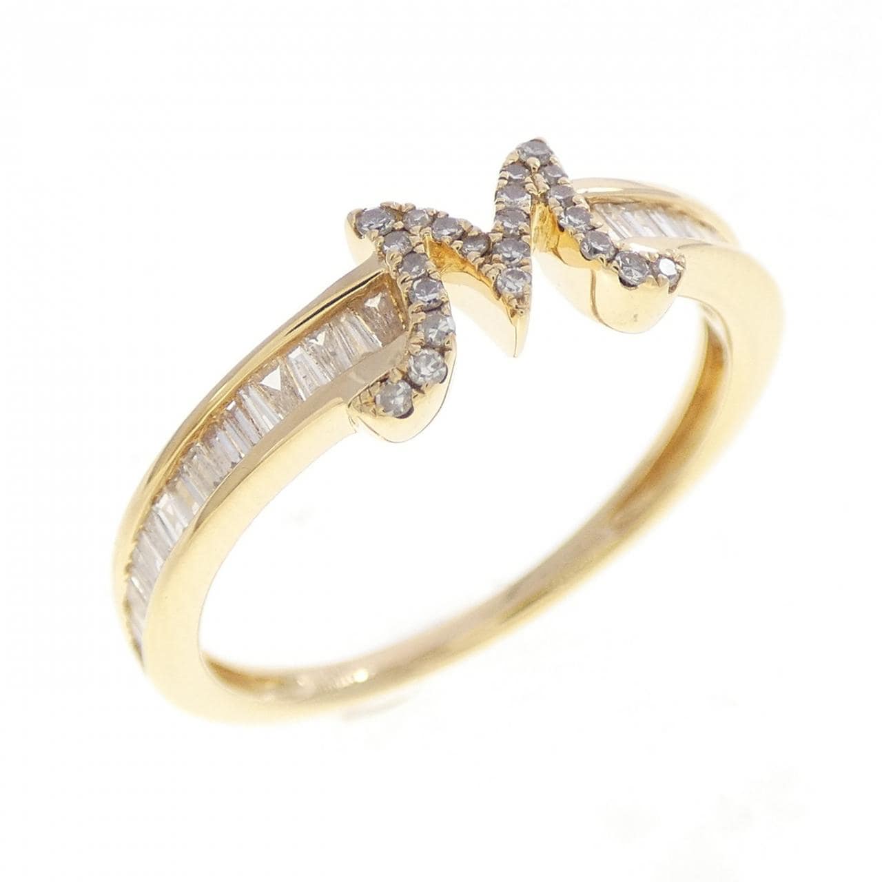 K18YG イニシャルM ダイヤモンド リング 0.25CT