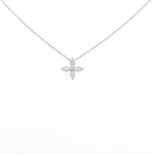 PT900/PT850 フラワー ダイヤモンド ネックレス 0.30CT