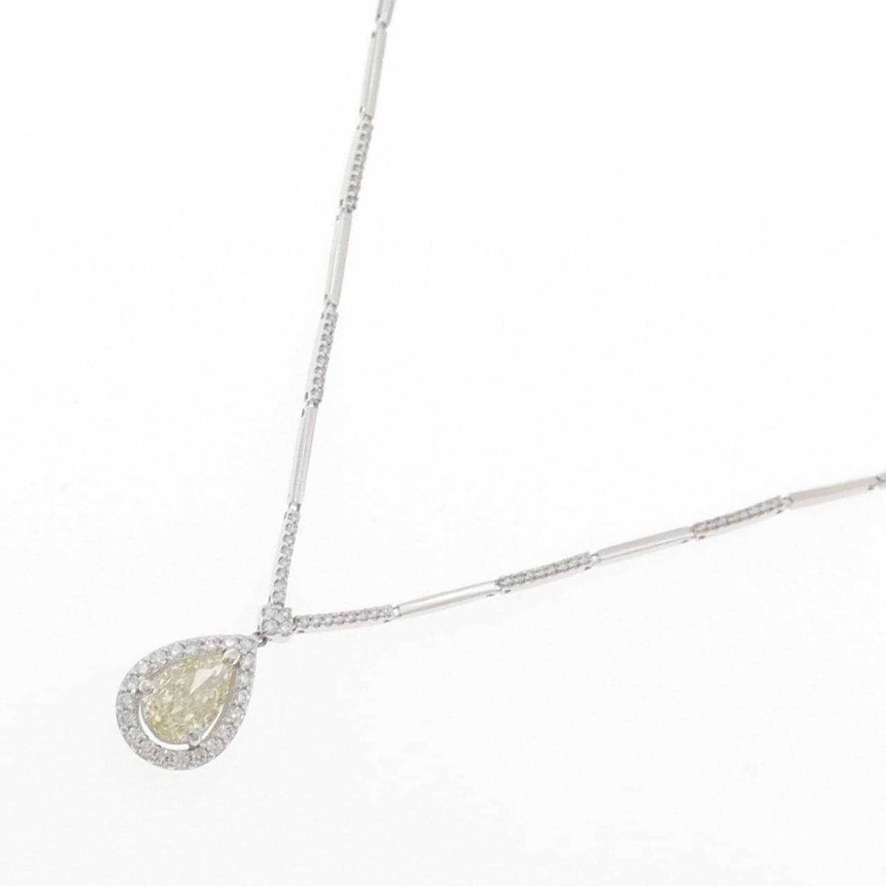 PT900/K14WG ダイヤモンド ネックレス 1.613CT LGGY SI1 ペアシェイプ
