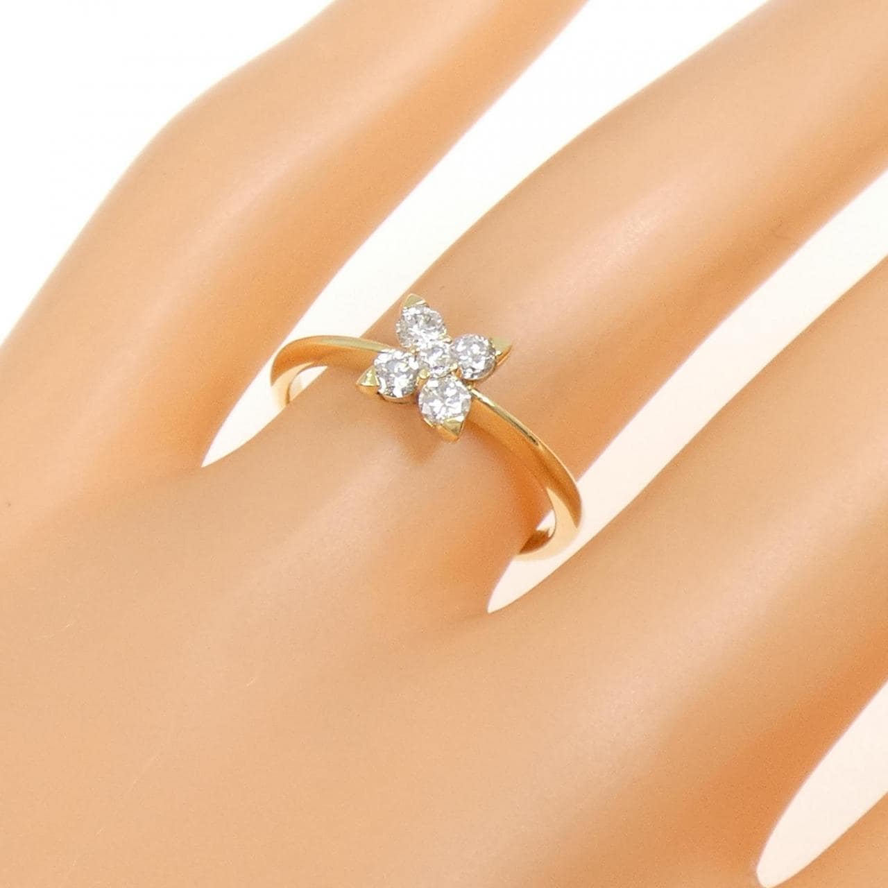 K18YG フラワー ダイヤモンド リング 0.30CT