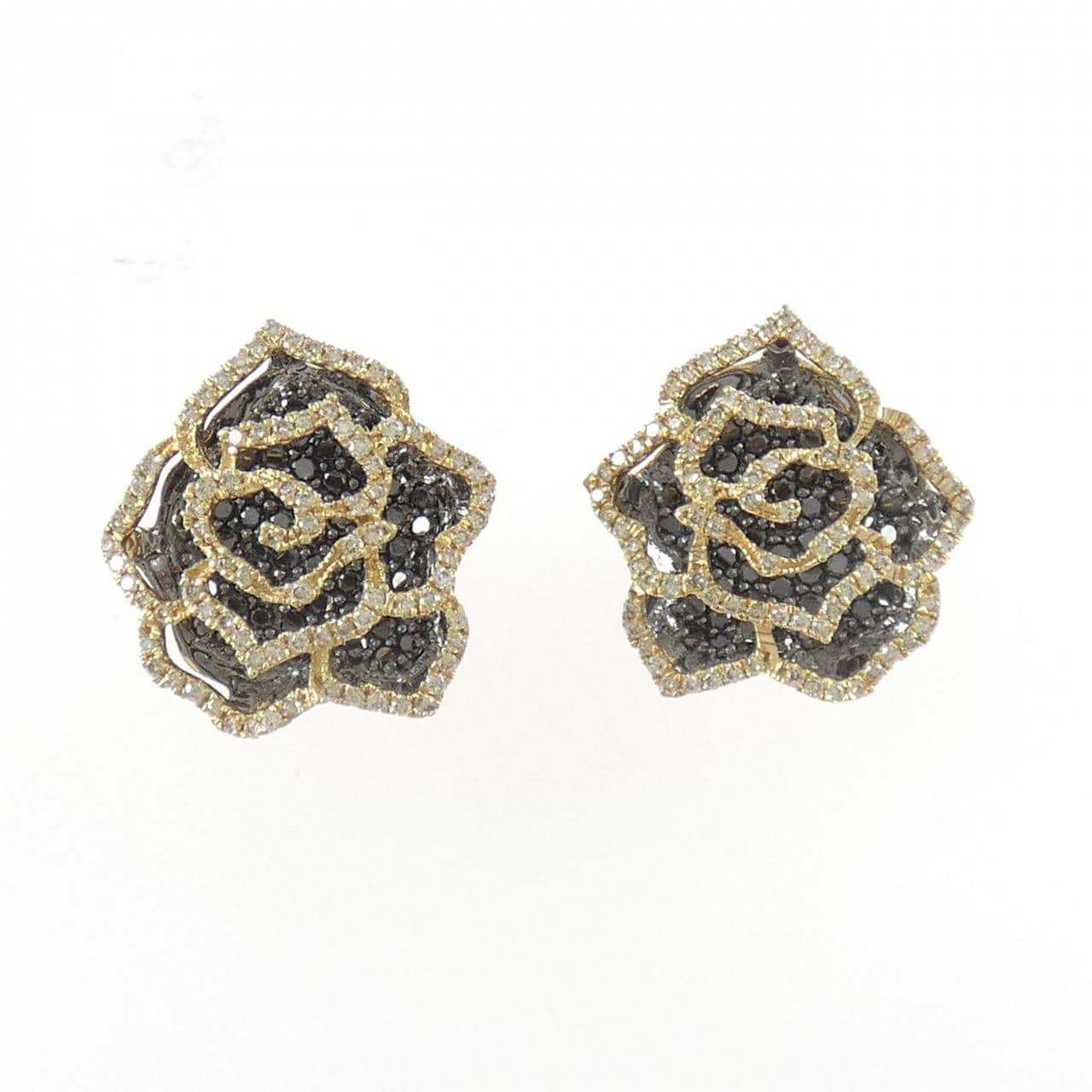 K18YG/K18BG ローズ ダイヤモンド ピアス 2.00CT