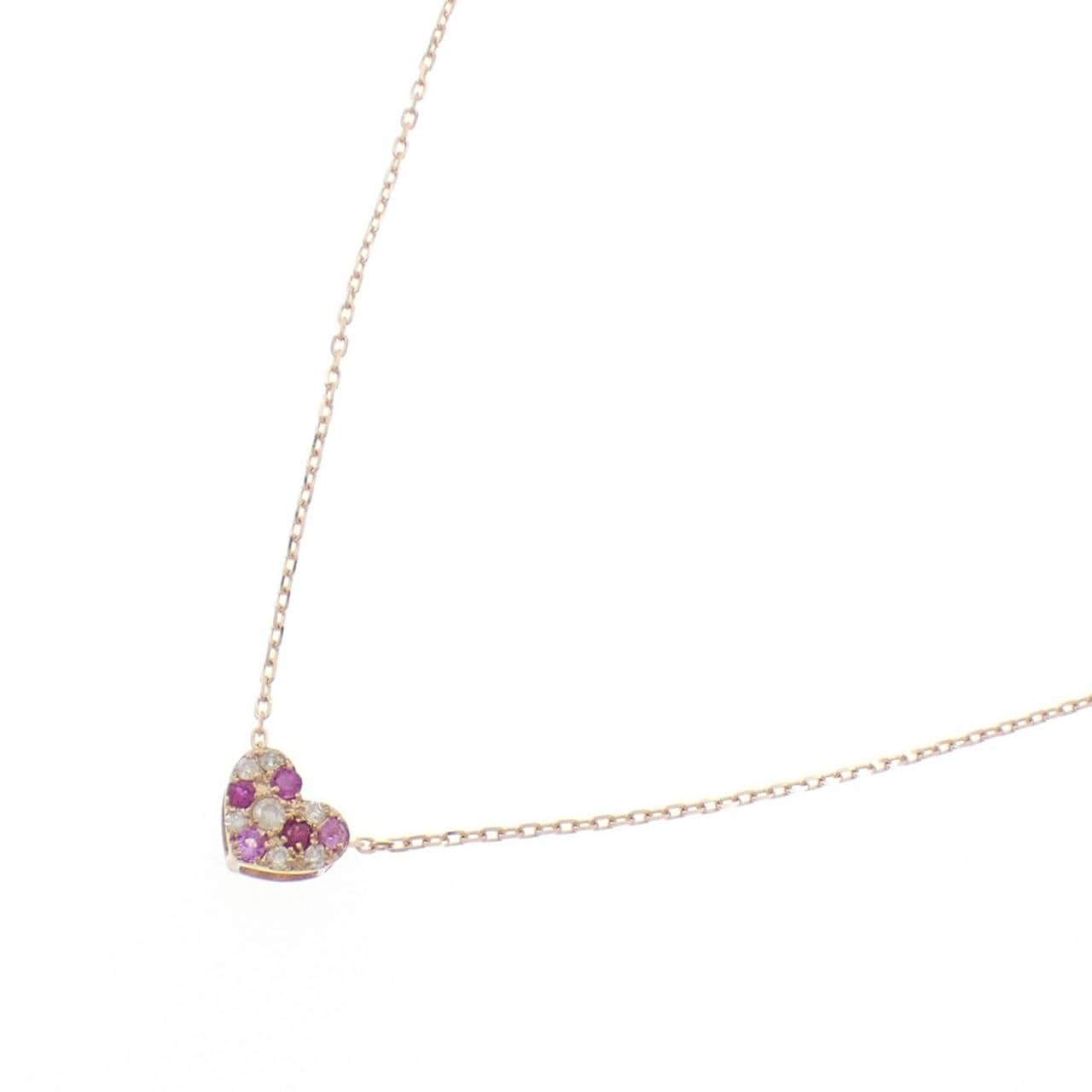 K18PG ハート カラーストーン ネックレス