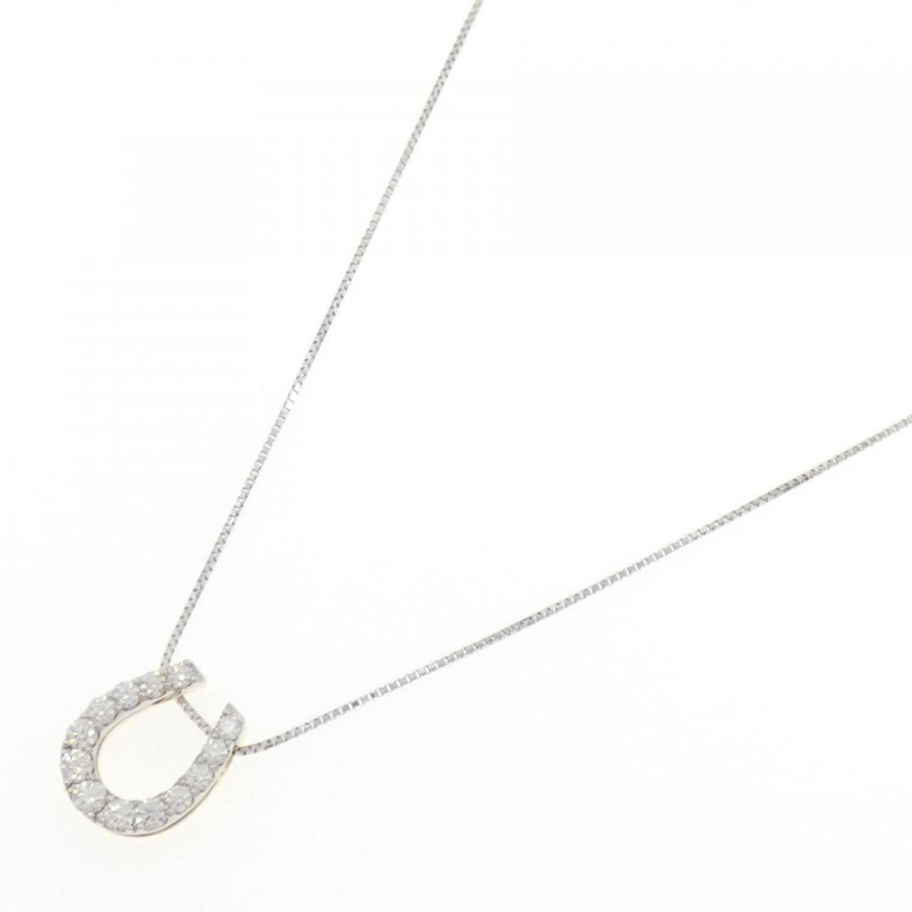PT900/K18YG/PT850 ホースシュー ダイヤモンド ネックレス 0.50CT