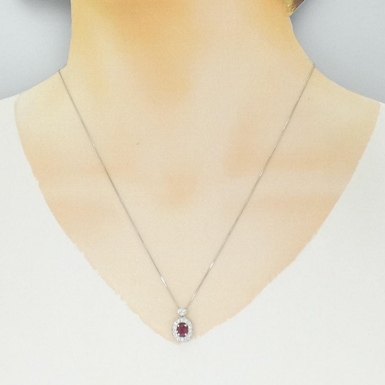 PT900/PT850 ルビー ネックレス 0.45CT