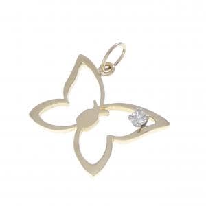 14KYG/14KWG バタフライ ダイヤモンド ペンダント