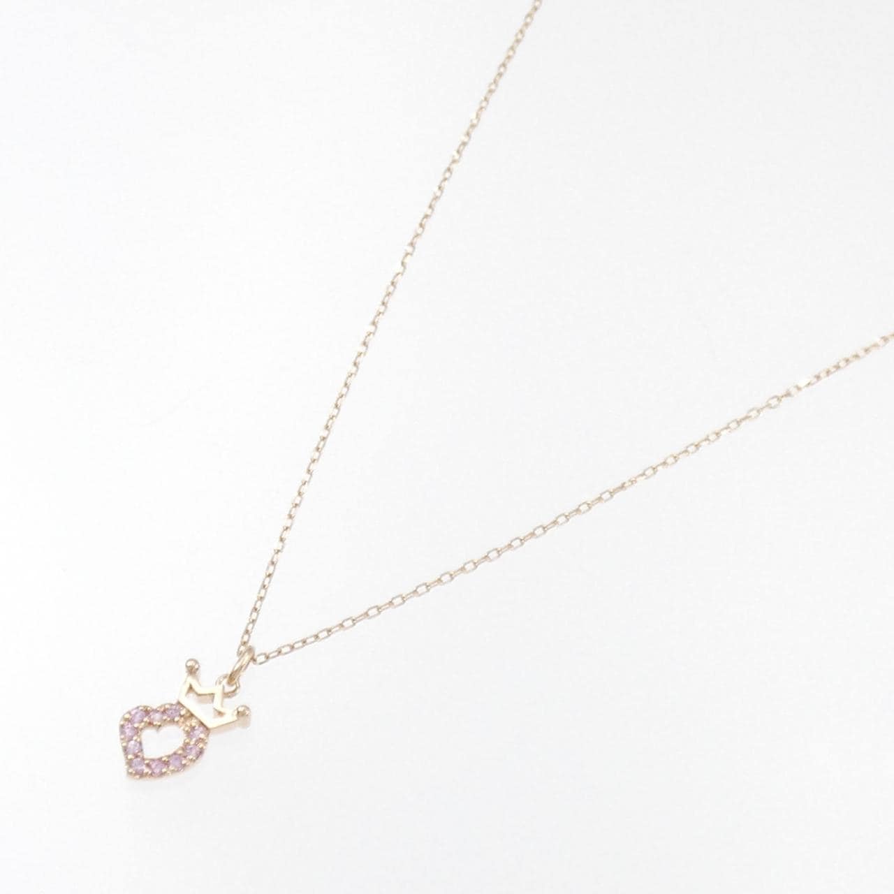 K10PG クラウン×ハート サファイヤ ネックレス 0.09CT
