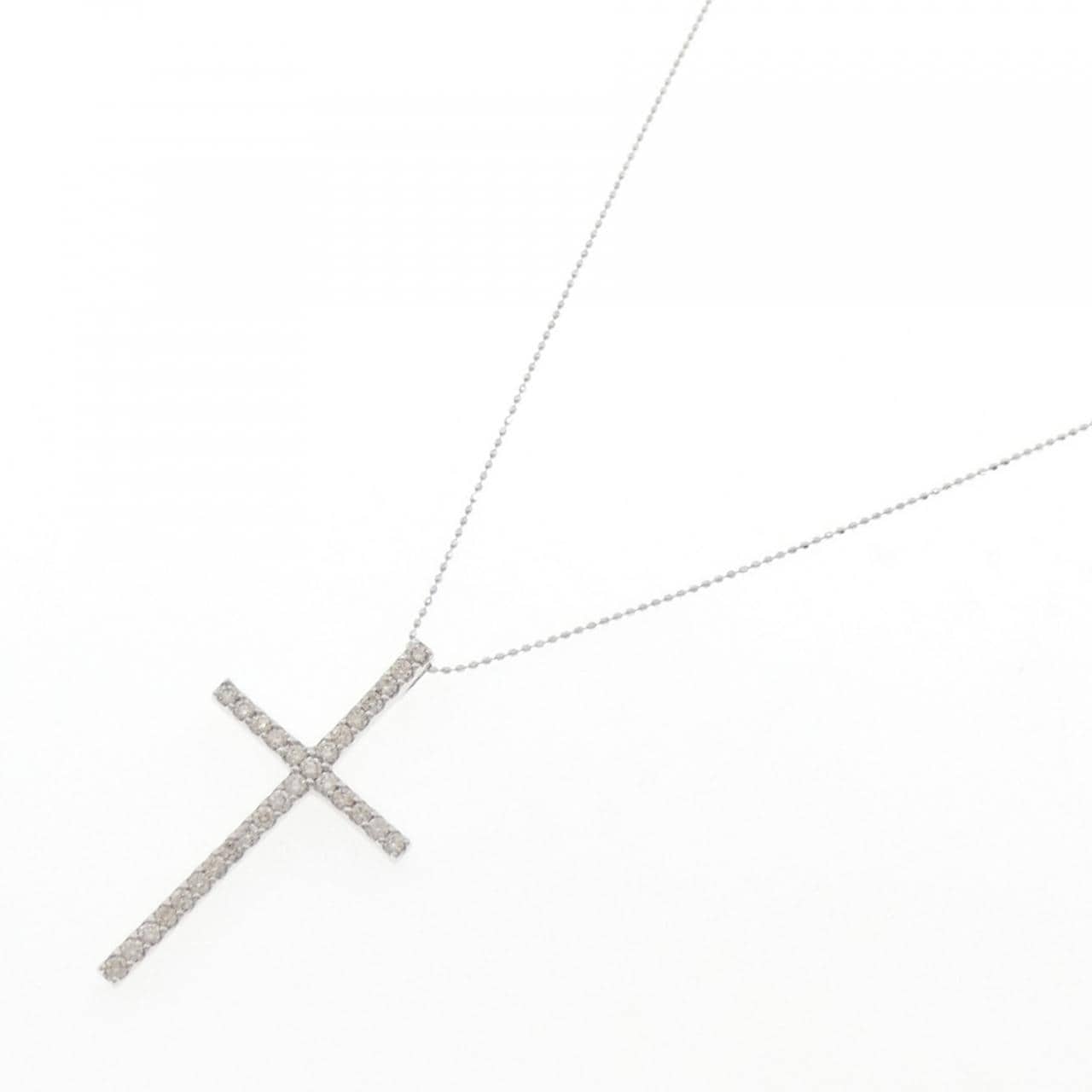 K18WG クロス ダイヤモンド ネックレス 1.00CT