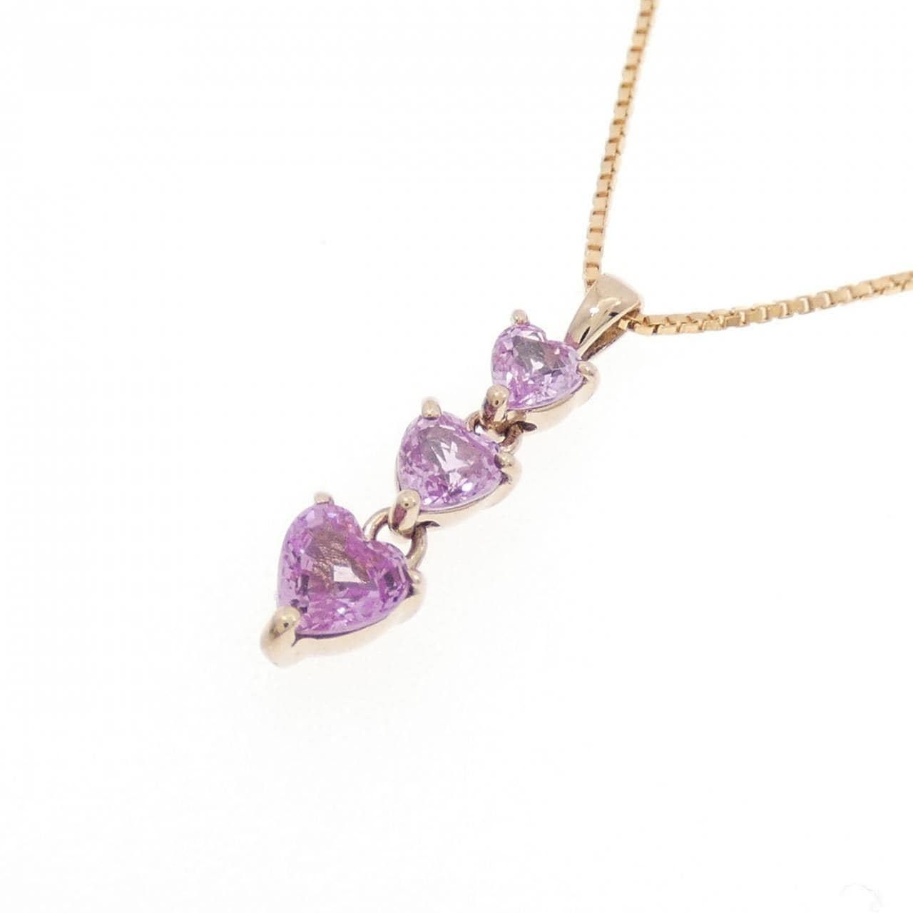 K18PG ハート サファイヤ ネックレス