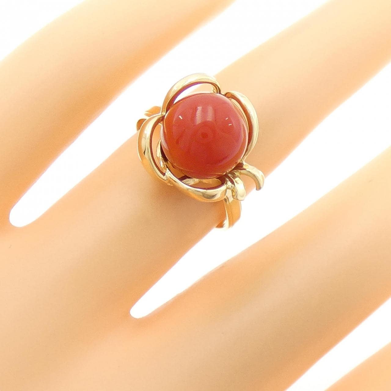 K18YG サンゴ リング 9.5mm