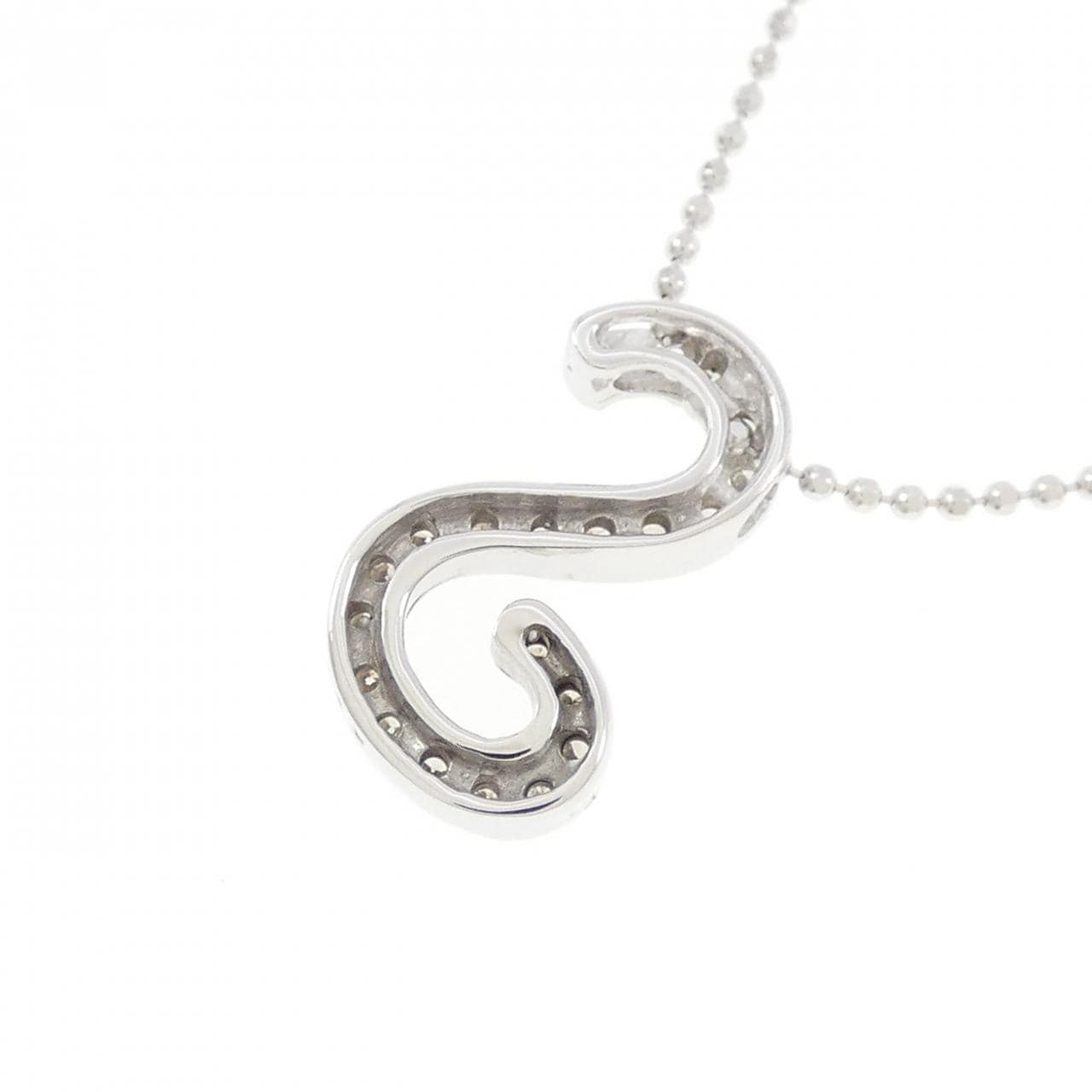 K18WG イニシャルS ダイヤモンド ネックレス 0.25CT