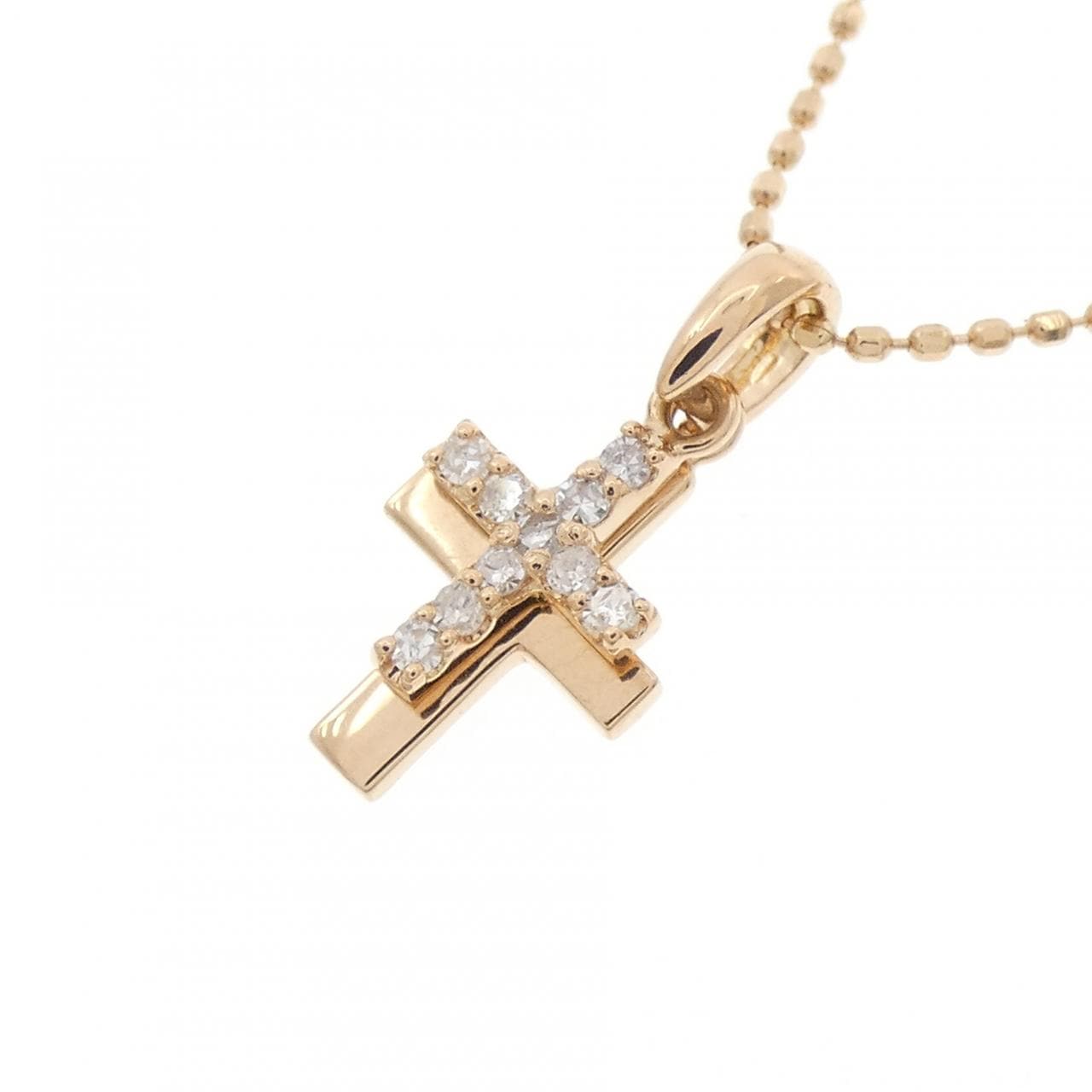 K18PG クロス ダイヤモンド ネックレス