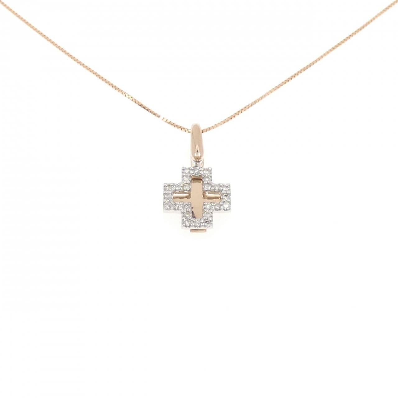 K18PG/K18WG クロス ダイヤモンド ネックレス 0.25CT