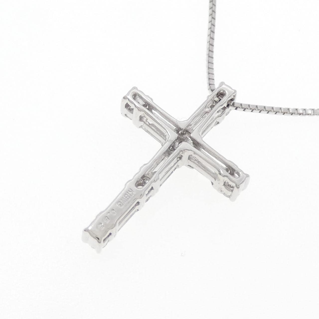 K18WG クロス ダイヤモンド ネックレス 0.53CT
