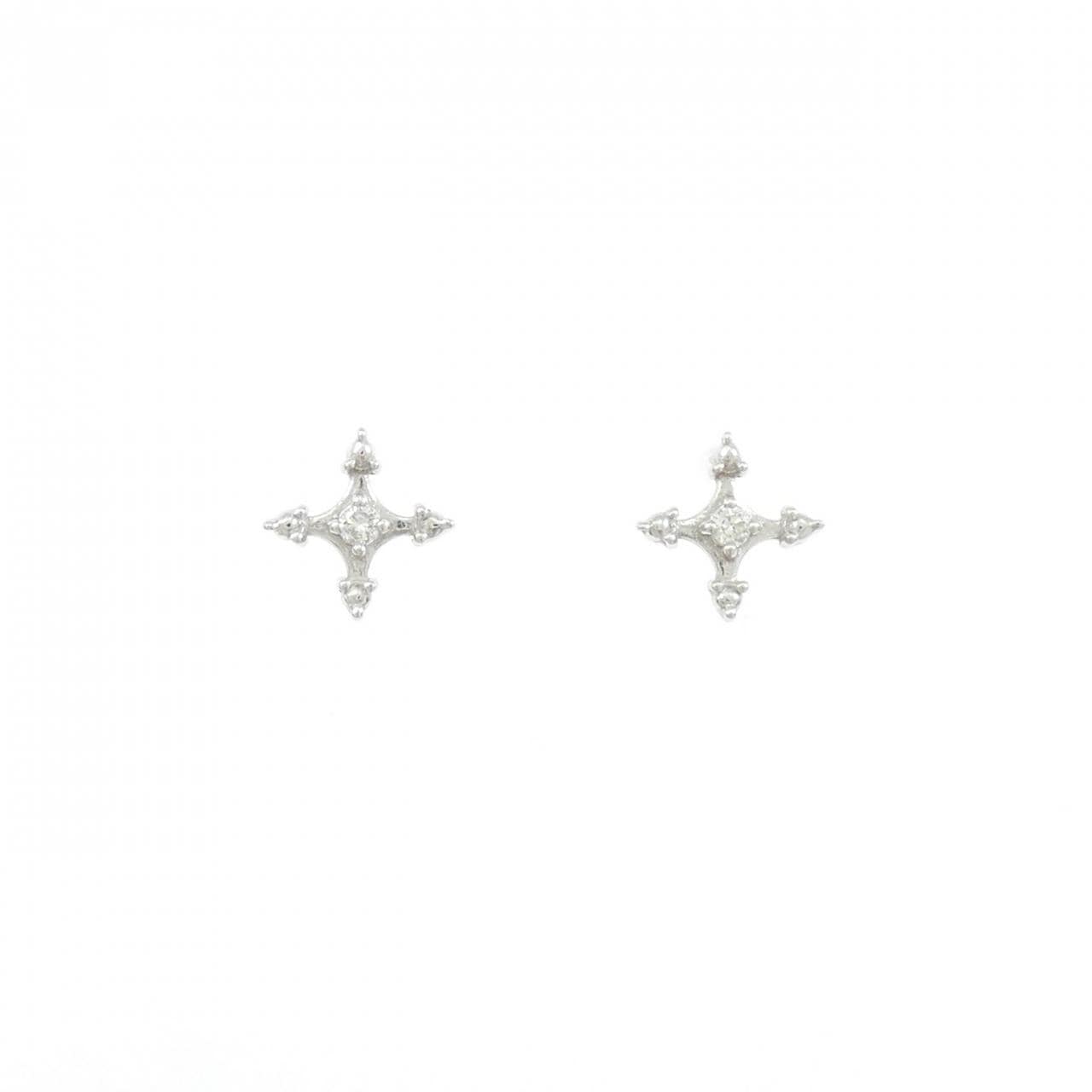 K18WG クロス ダイヤモンド ピアス 0.04CT