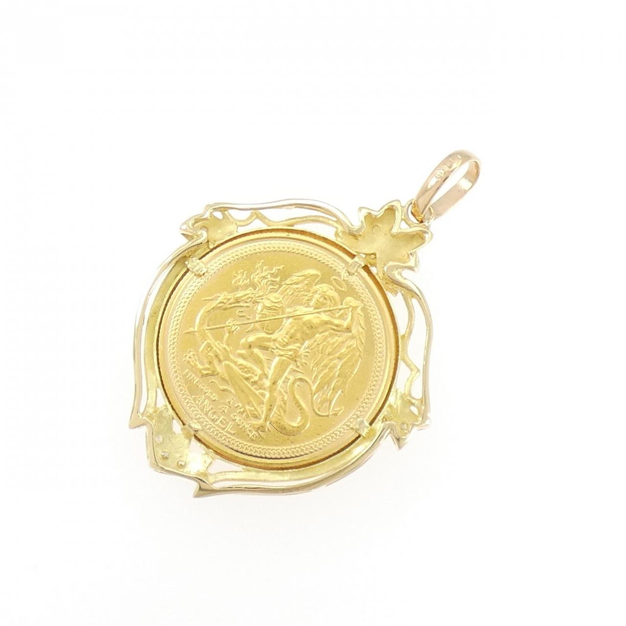 K18YG/K18PG(枠) ダイヤモンド コイン ペンダント 0.04CT