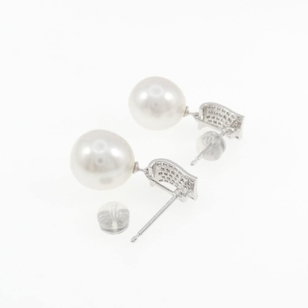 K14WG 白蝶パール ピアス 11.3mm