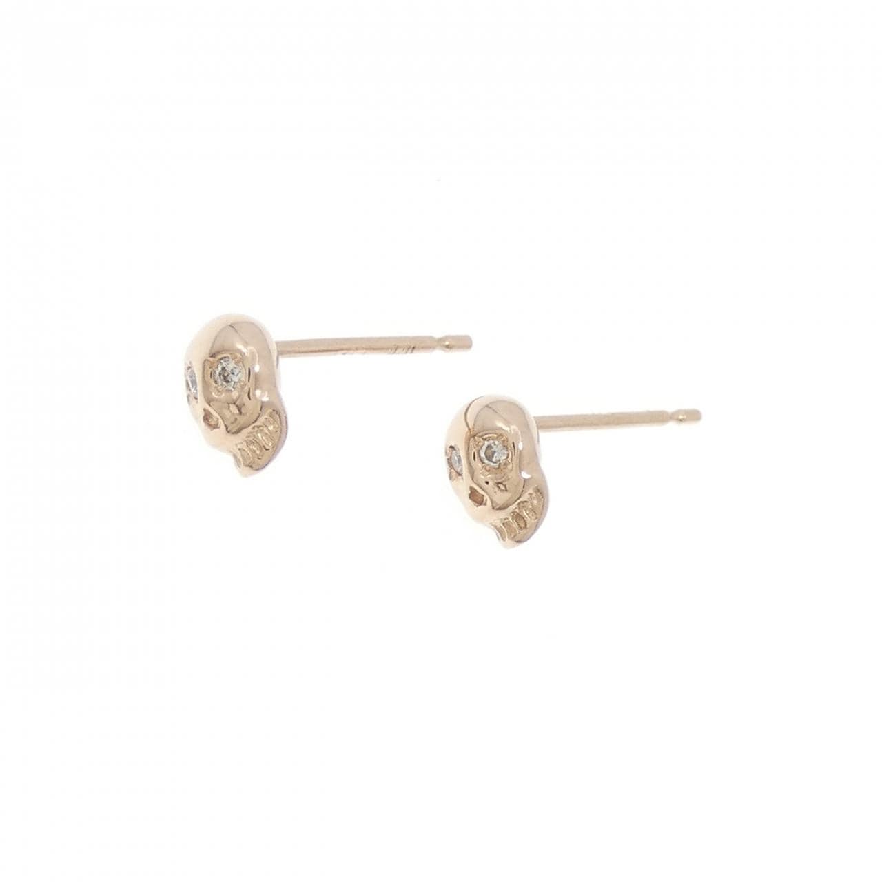 K18PG スカル ダイヤモンド ピアス 0.02CT