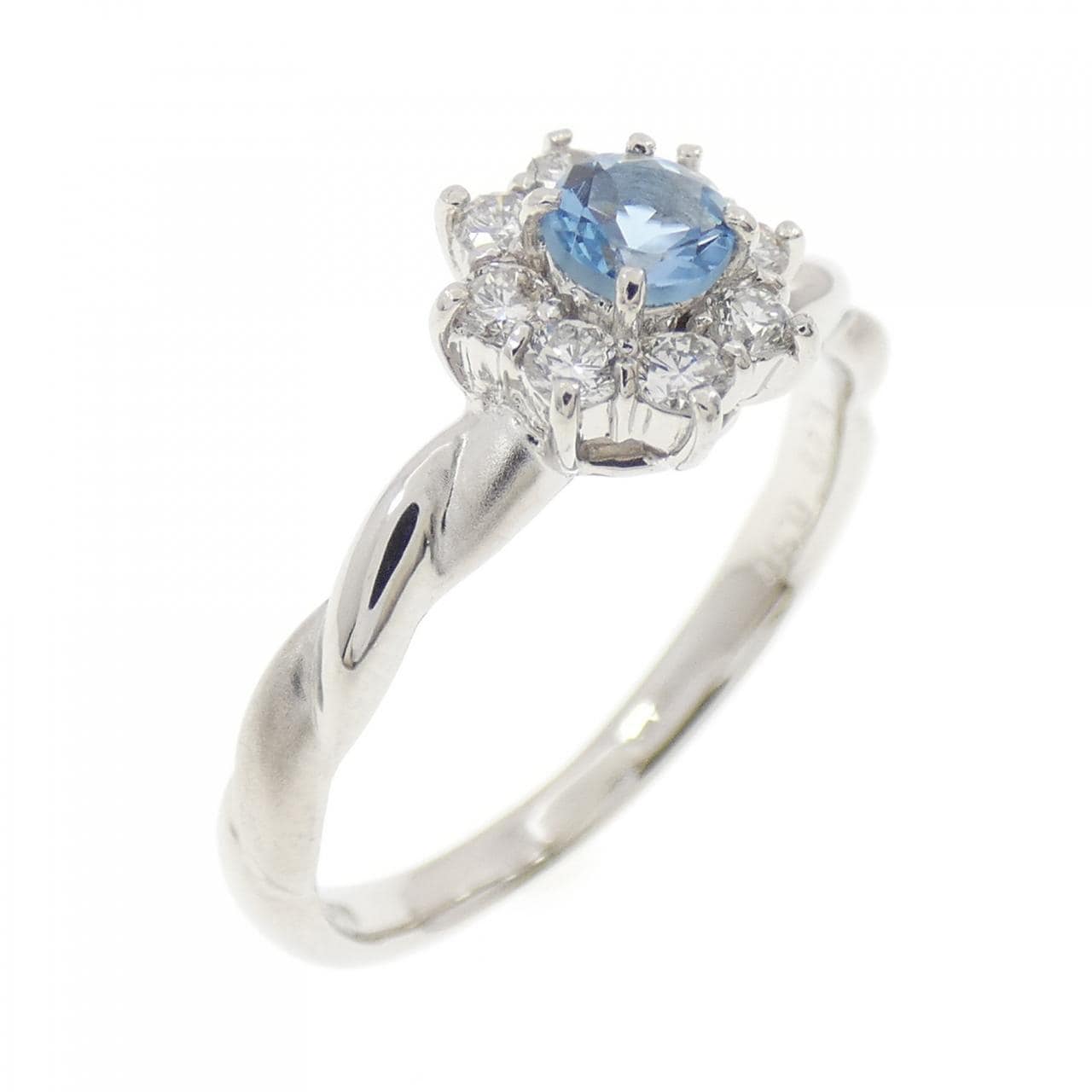 PT900 Aquamarine Ring 0.22CT