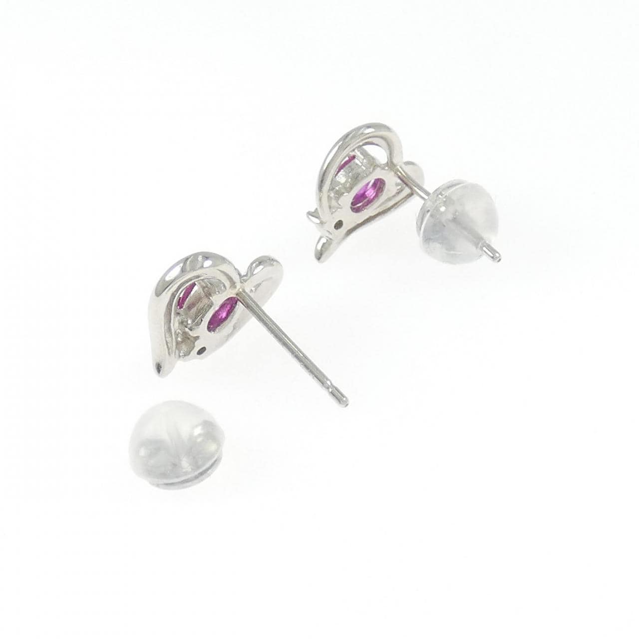 PT900 ハート ルビー ピアス