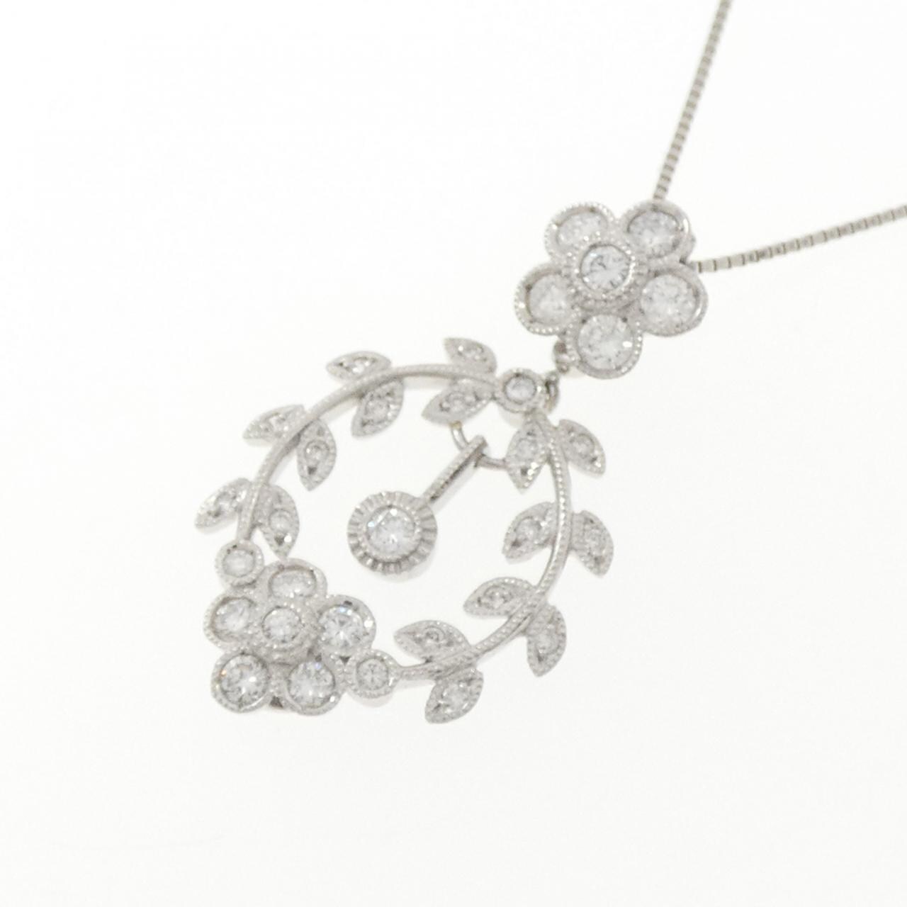 PT900/PT850 フラワー ダイヤモンド ネックレス 0.62CT
