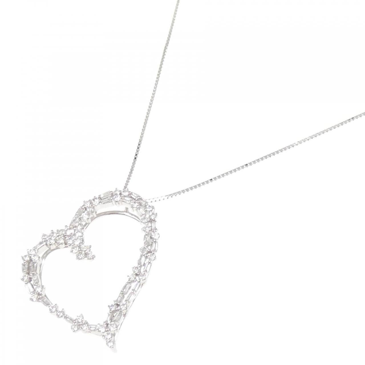 K18WG ハート ダイヤモンド ネックレス 0.80CT