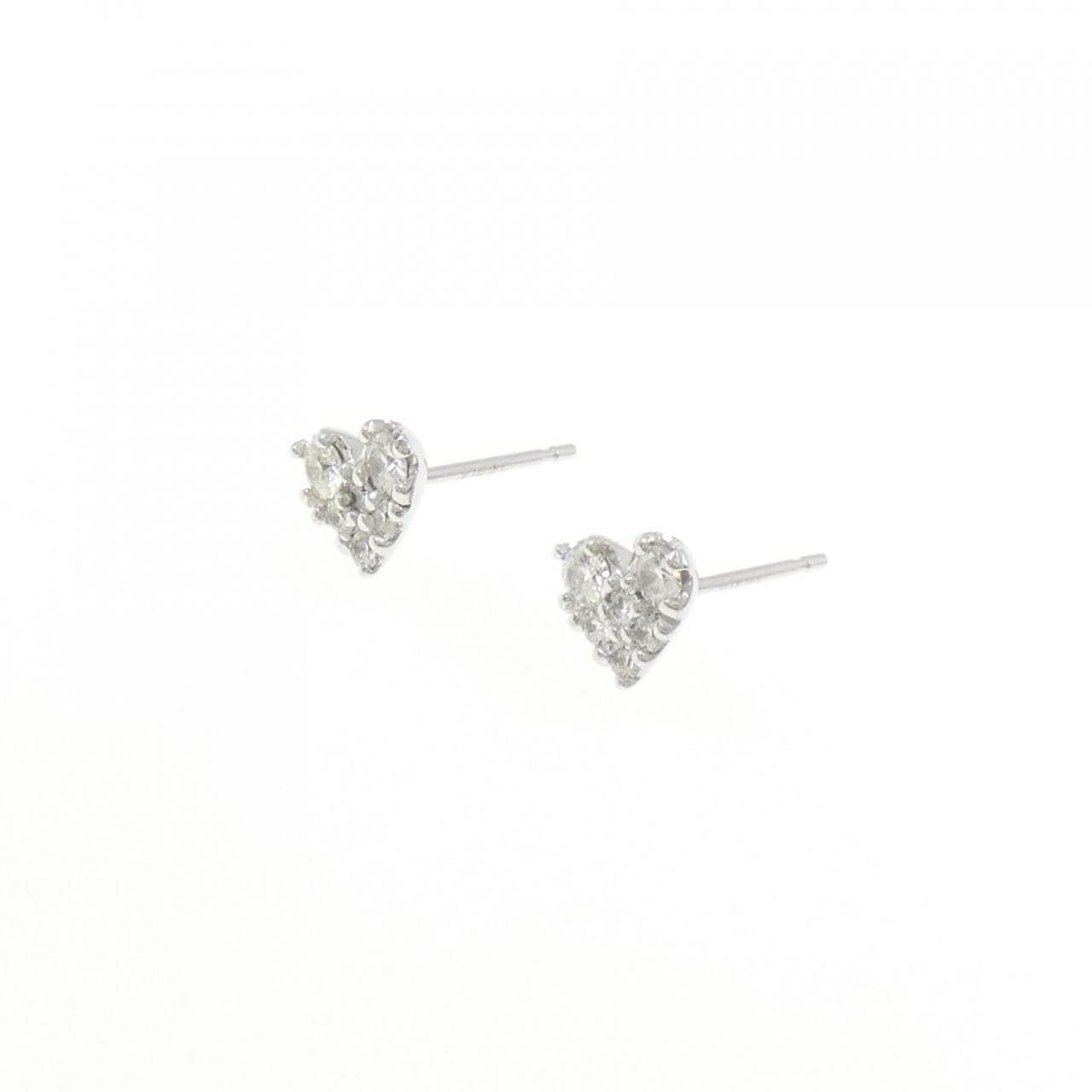 K18WG ハート ダイヤモンド ピアス