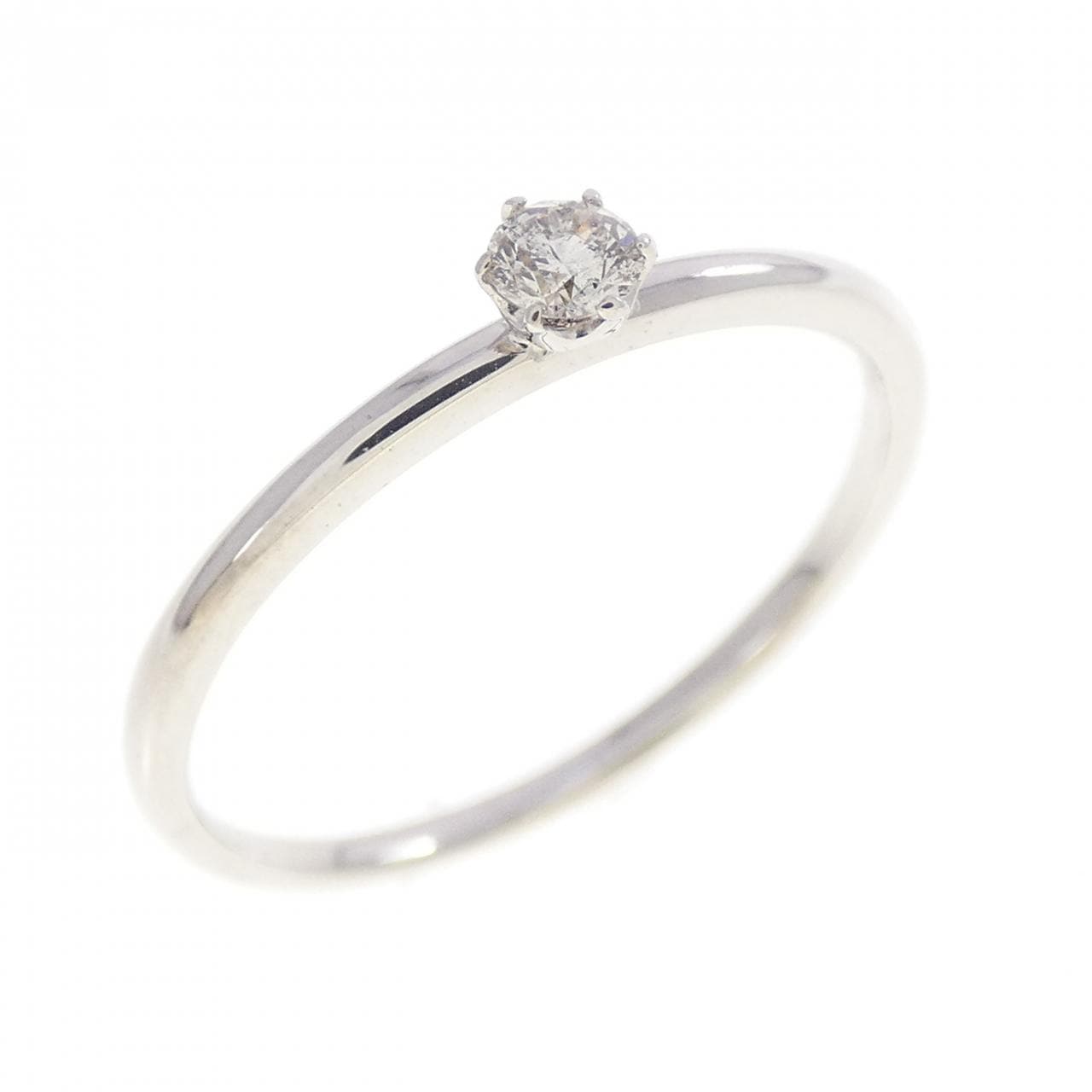 K18WG ソリティア ダイヤモンド リング 0.07CT