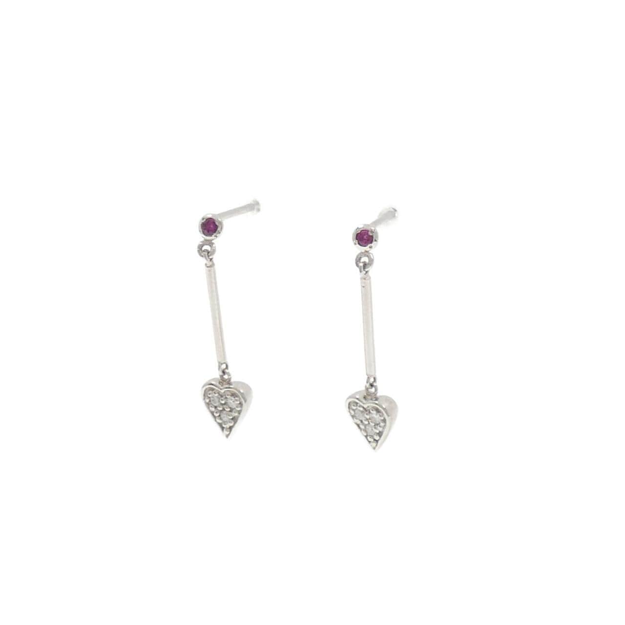 PT950/PT900 ハート ルビー ピアス