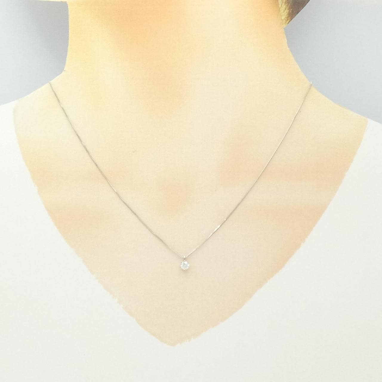 PT900/PT850 ソリティア ダイヤモンド ネックレス 0.20CT