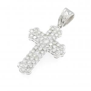 K18WG クロス ダイヤモンド ペンダント 2.50CT