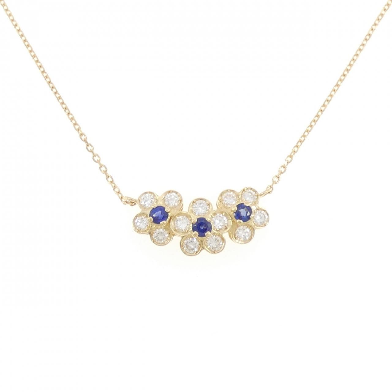 K18YG フラワー サファイヤ ネックレス 0.67CT