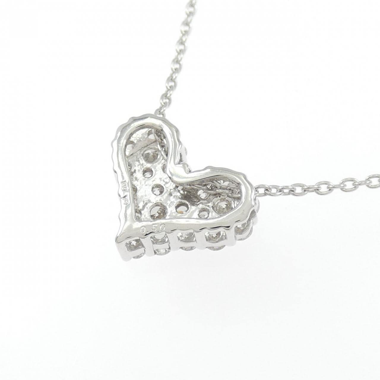 K18WG ハート ダイヤモンド ネックレス 0.50CT
