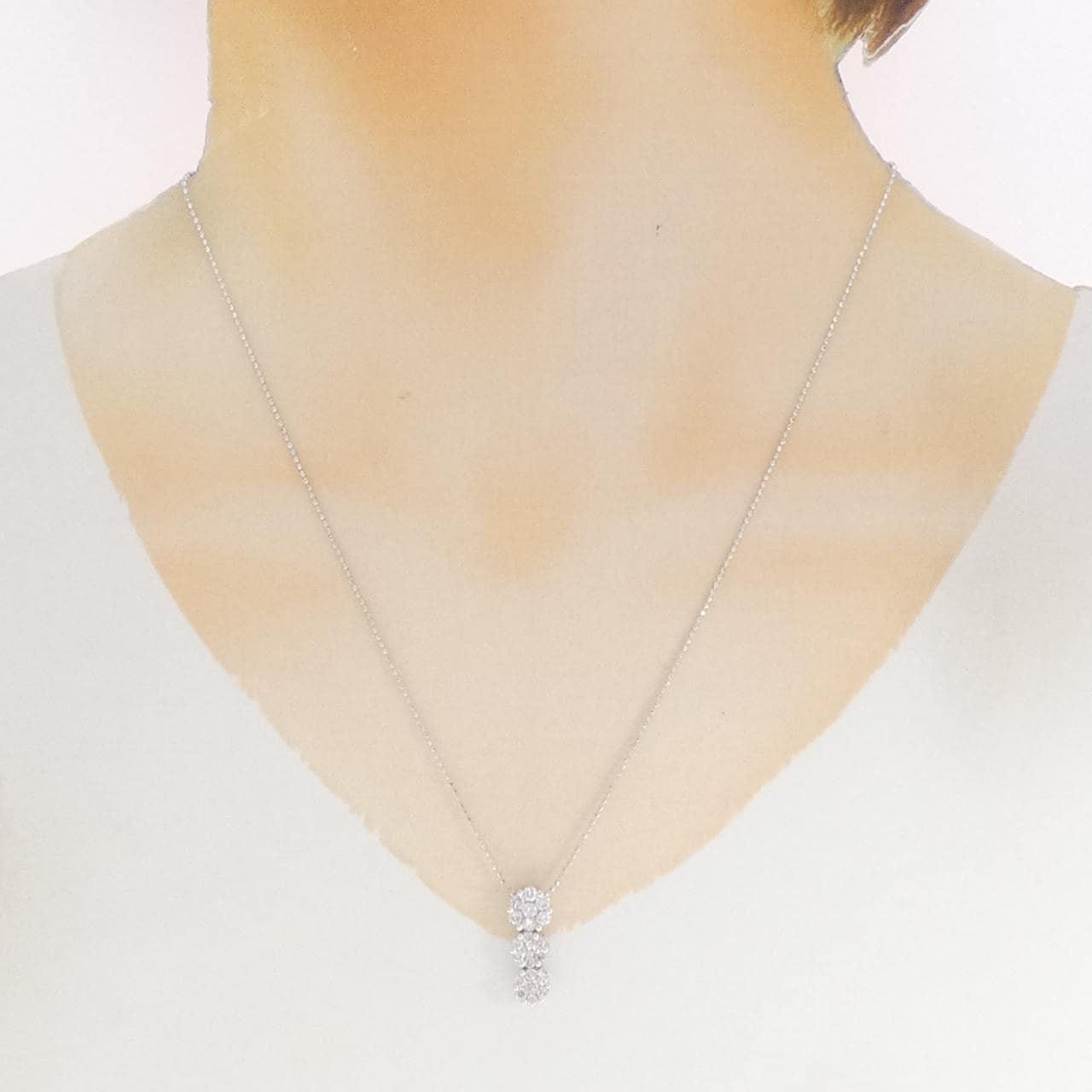750WG/K18WG ダイヤモンド ネックレス 0.88CT
