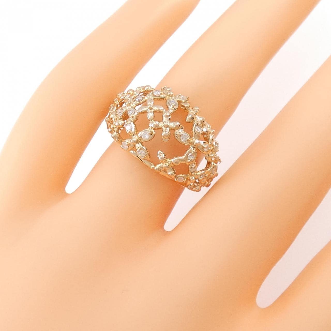 K18PG flower Diamond ring 0.25CT