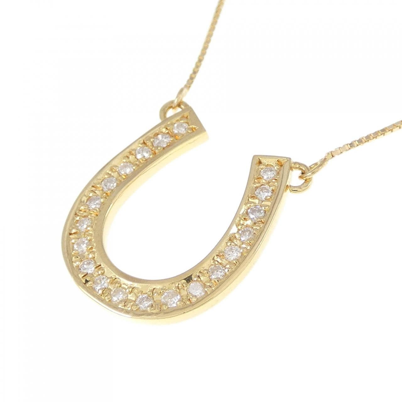 K18YG Horseshoe Diamond Necklace 0.13CT
