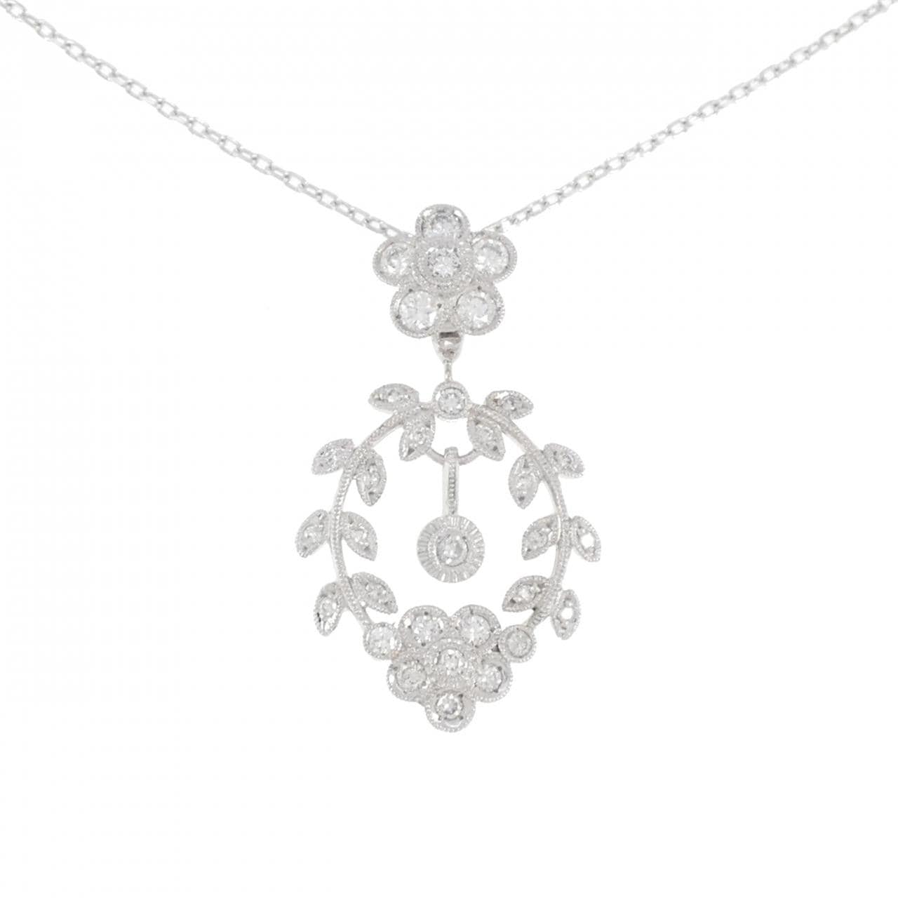 PT/K18WG Flower Diamond Necklace 0.56CT