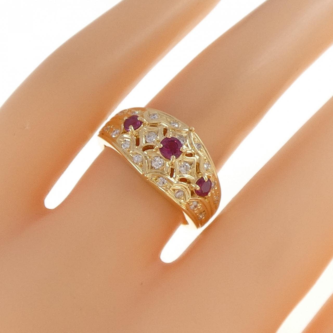 K18YG ルビー リング 0.41CT