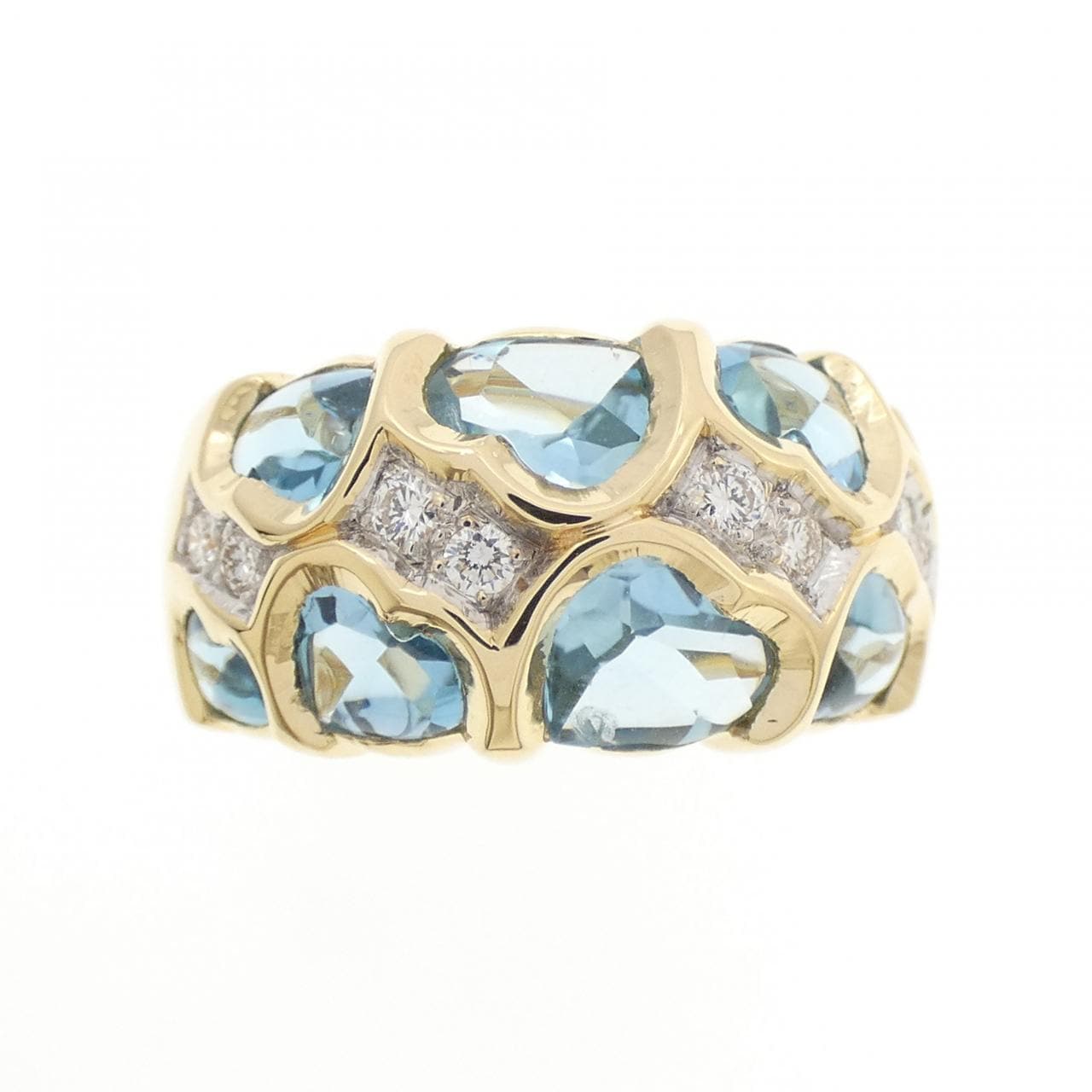 K18YG/K18WG ブルートパーズ リング 2.89 CT
