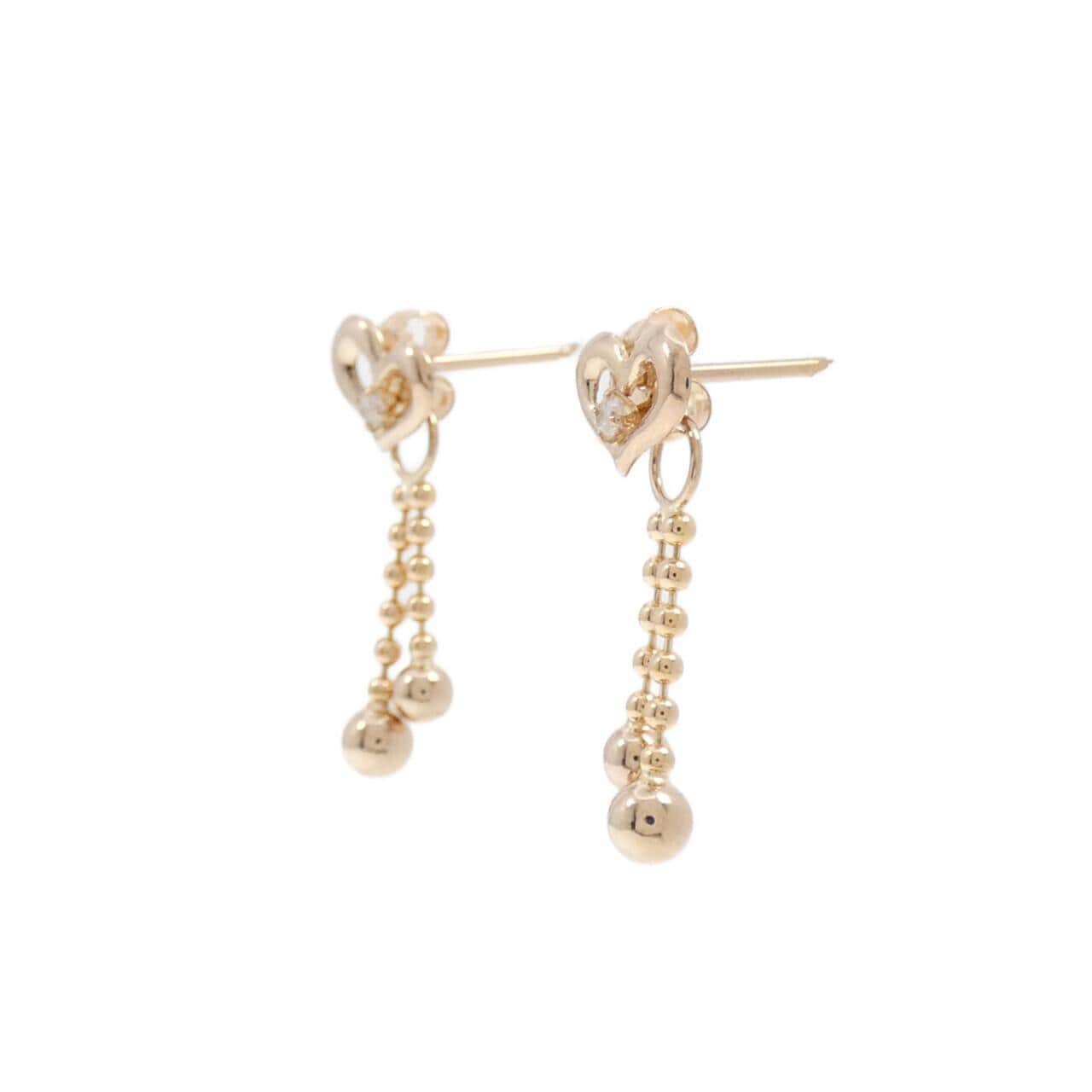 K18PG ハート ダイヤモンド ピアス 0.02CT