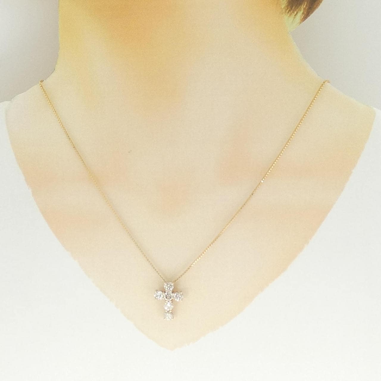 K18PG/K18YG クロス ダイヤモンド ネックレス 1.50CT