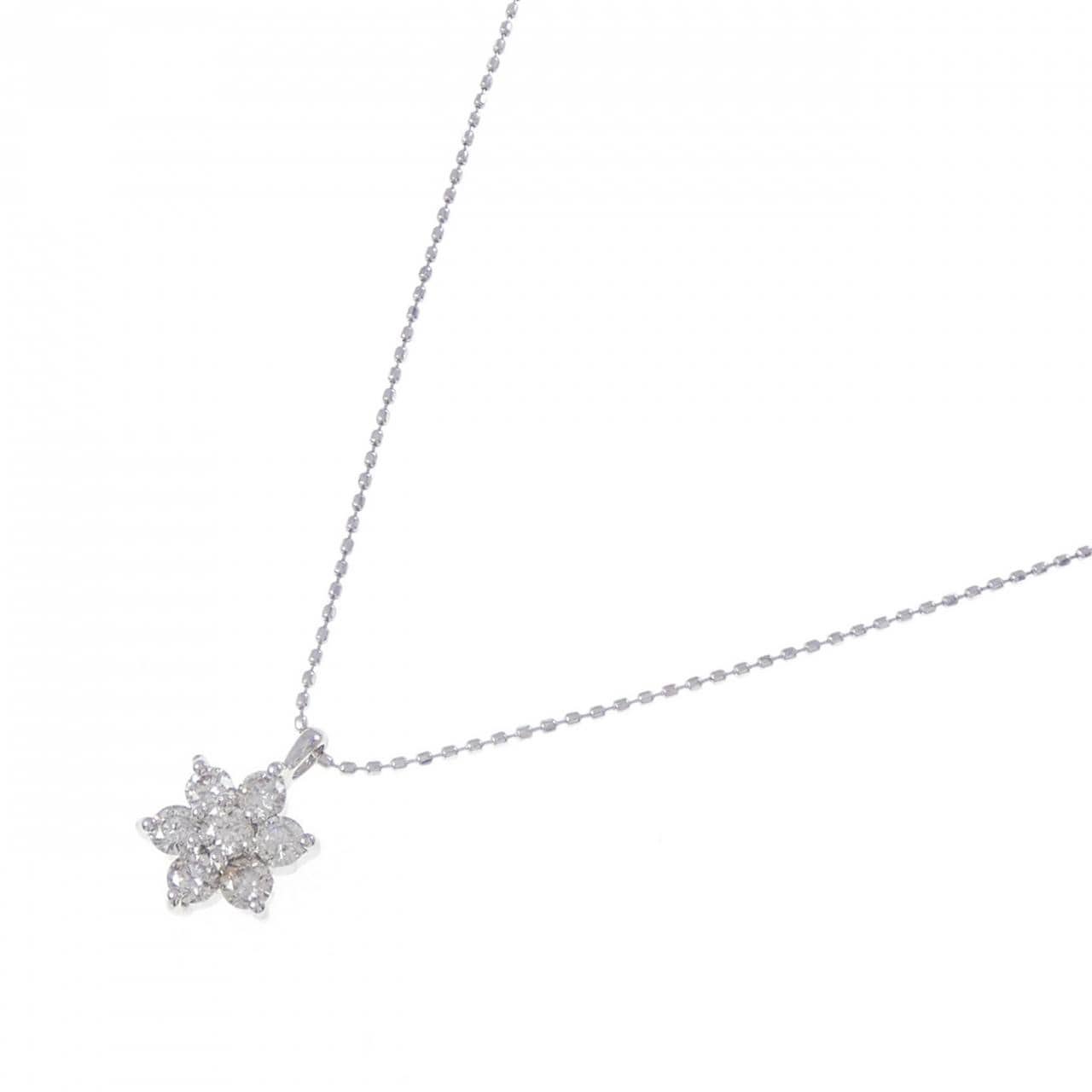 K18WG フラワー ダイヤモンド ネックレス 0.5CT