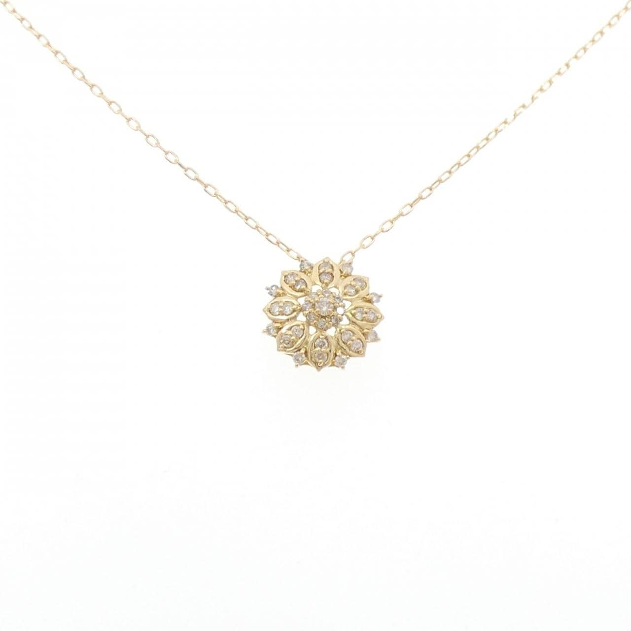 K18YG フラワー ダイヤモンド ネックレス 0.20CT
